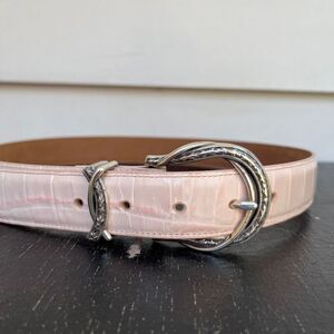 Brighton Blush Pink Reptile Embossed Belt Silver Plate Hardware M/L
